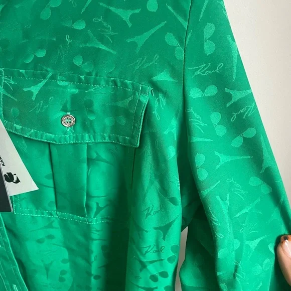 NWT Karl Lagerfeld Jacquard Utility Blouse Size S -J - Picture 6 of 7